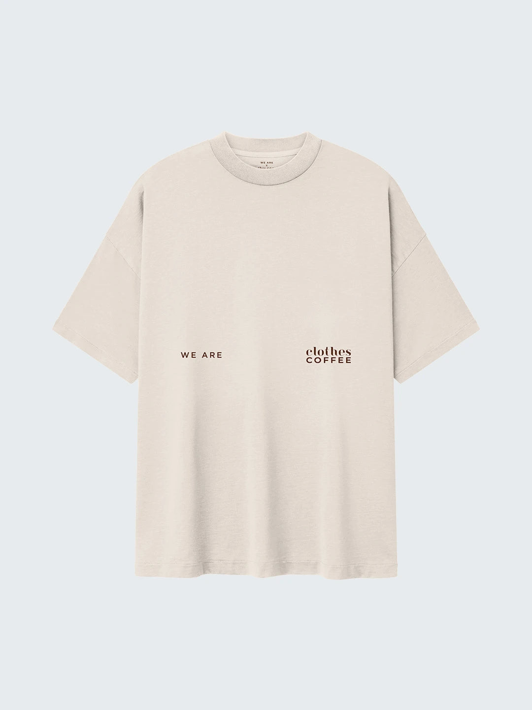 Camiseta oversized WE ARE x Clothes Coffee color blanco, vista frontal