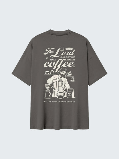 Camiseta WE ARE x Clothes Coffee gris, gráfico estampado en la espalda