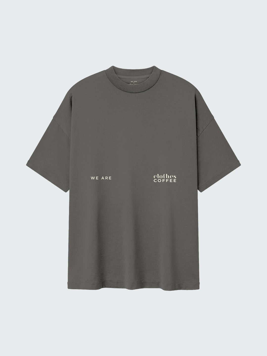 Camiseta oversized WE ARE x Clothes Coffee color gris, vista frontal