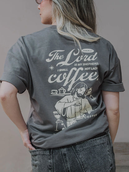 Camiseta WE ARE x Clothes Coffee gris, gráfico estampado en la espalda