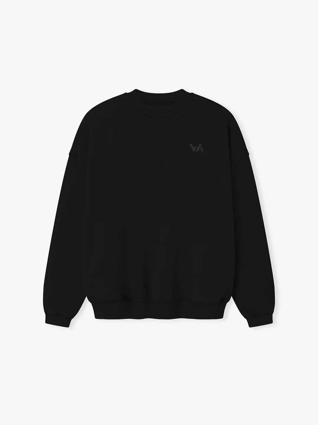 Crewneck oversized WE ARE color negro, vista frontal con cuello redondo, silueta estructurada y logo discreto en el pecho.